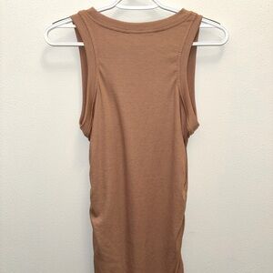 Mid Length Body Con Tan Sleeveless Dress